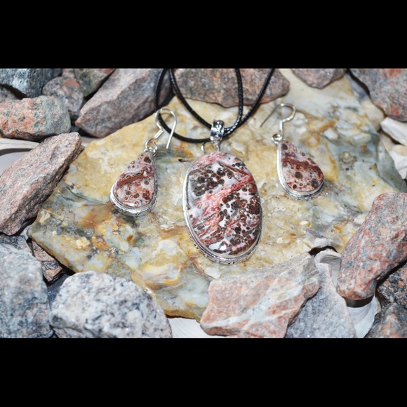 Leopardite Pendant & Earrings Set - Picture 2 of 5
